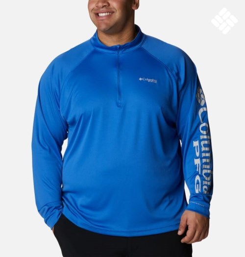 Hanorace Columbia PFG Terminal Tackle 1/4 Zip Barbati Albastri | Plus Size WQA90S7QM